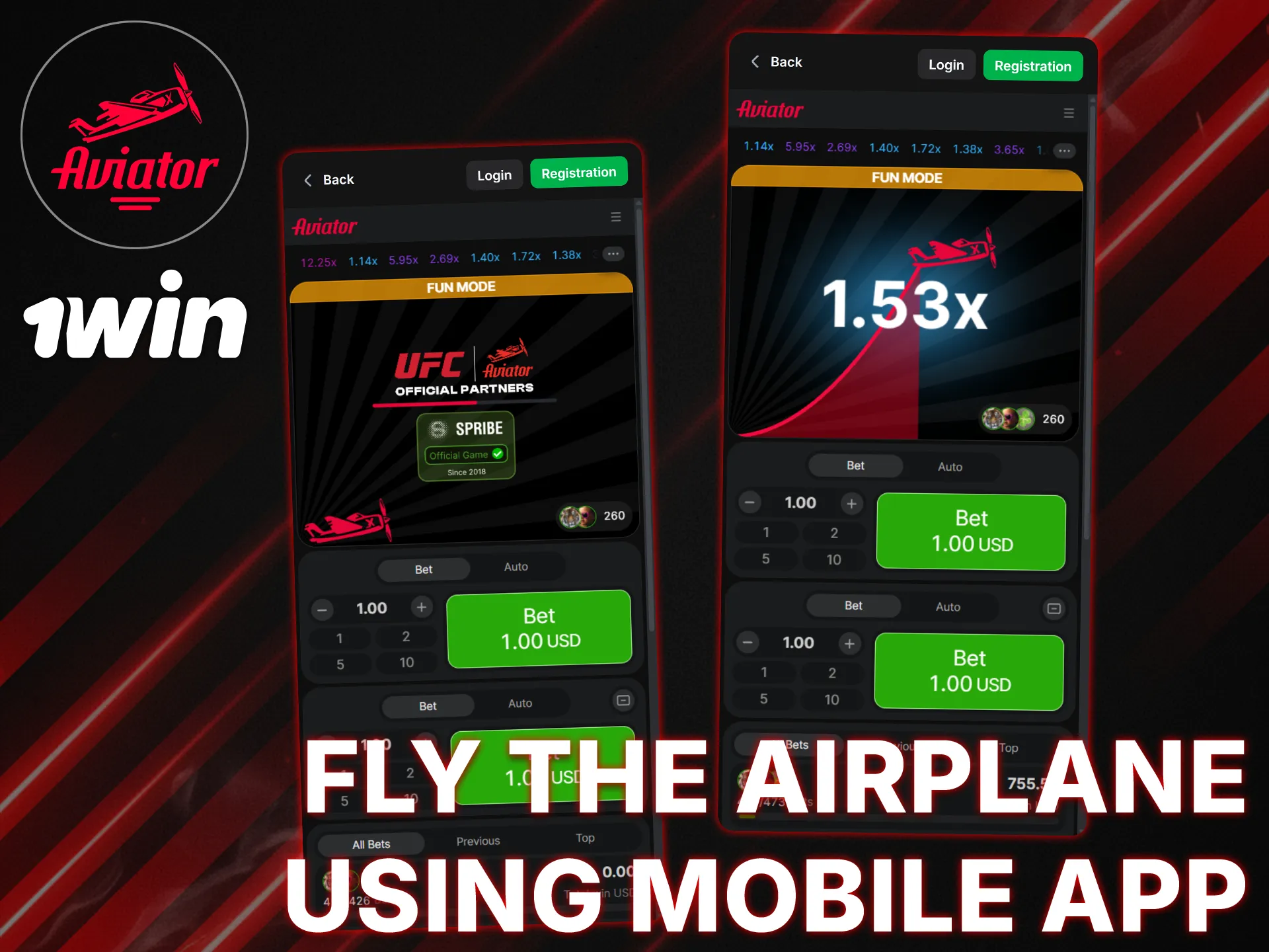 Enjoy playing Aviator on your iOS or Android device in the 1Win app.
