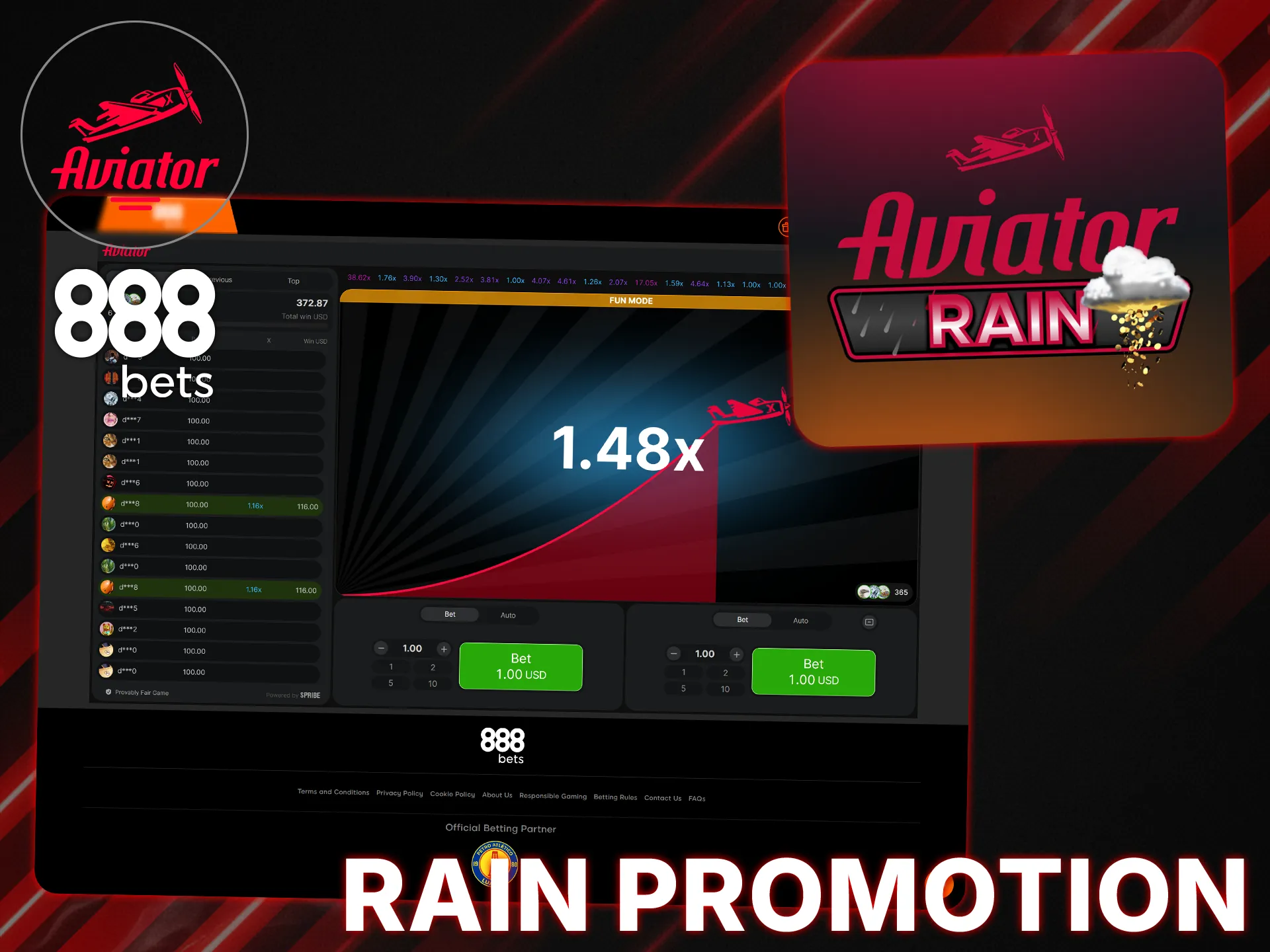 Get free bets to play Aviator at 888bets.