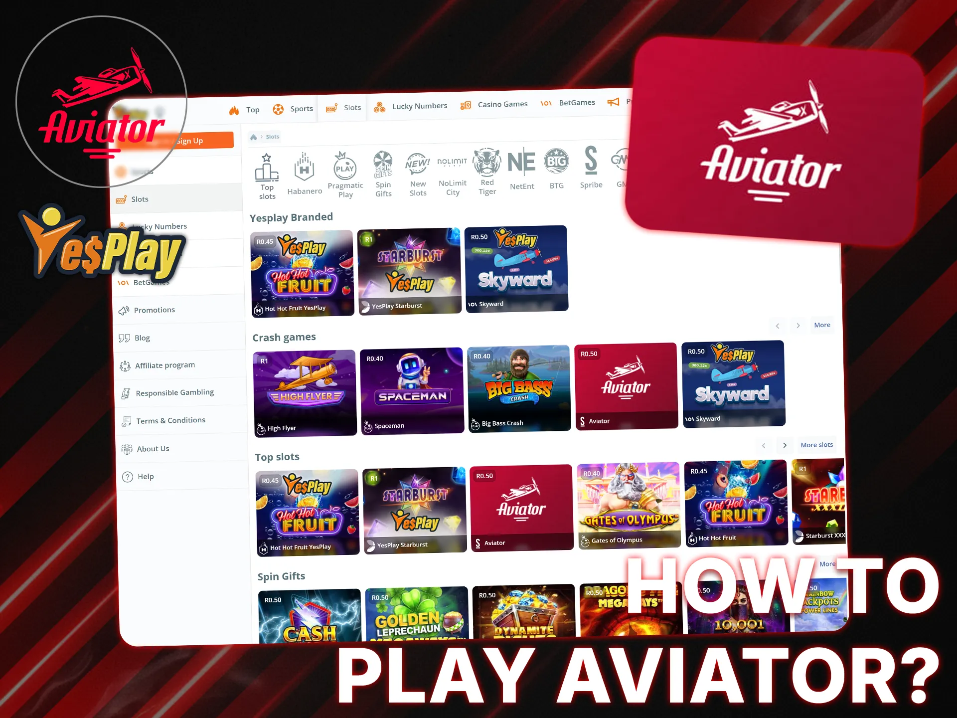Create a YesPlay account, make a deposit and start playing Aviator.