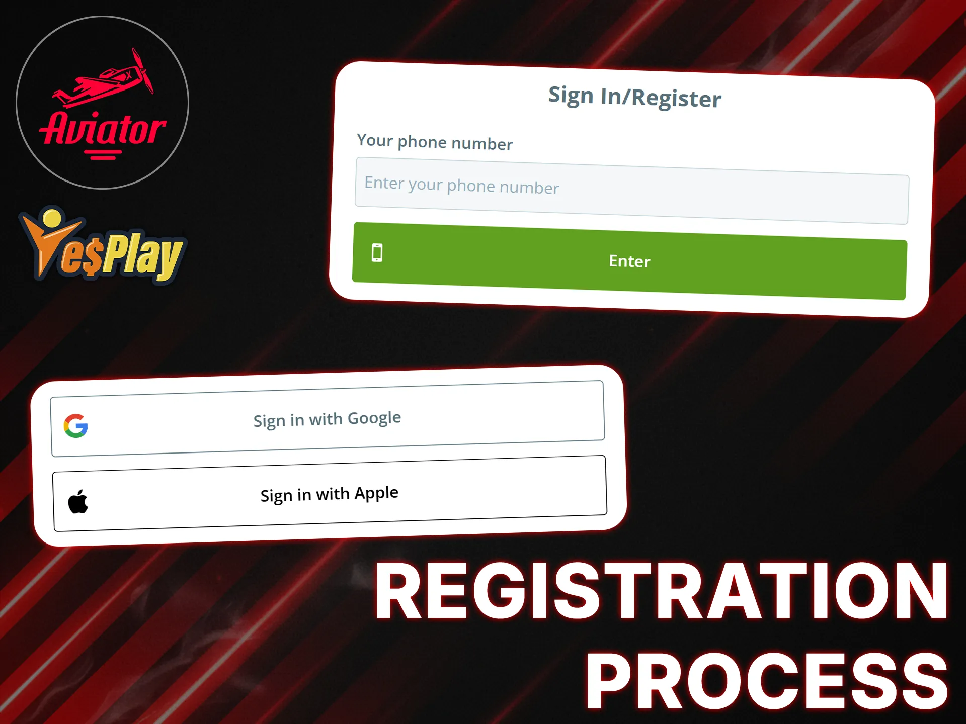 Create a YesPlay account using your phone number or social media accounts and start playing Aviator.