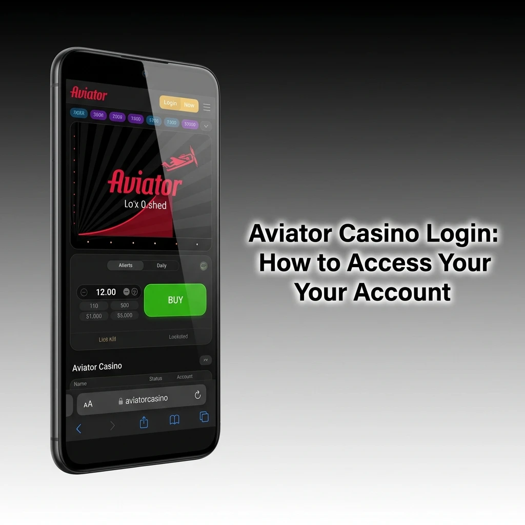 Aviator Casino login screen showing step-by-step account access via phone, email, or social network on desktop or app
