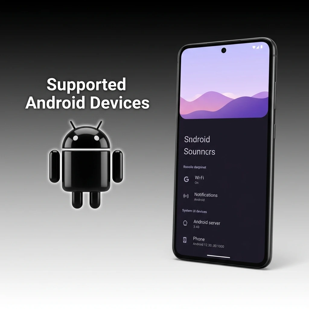 List of 10 supported Android devices for Batery Aviator app, from budget Samsung Galaxy M21 to flagship Galaxy S25