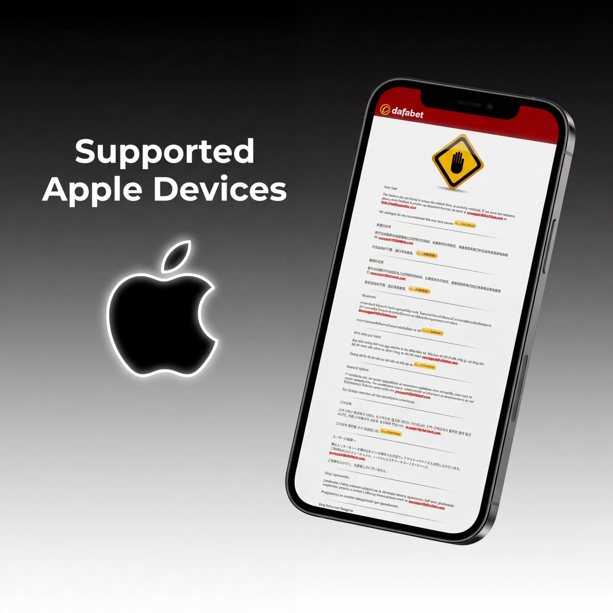 Supported Apple devices for Dafabet PWA including iPhone SE to iPhone 16 and iPad models running iOS 12 or later